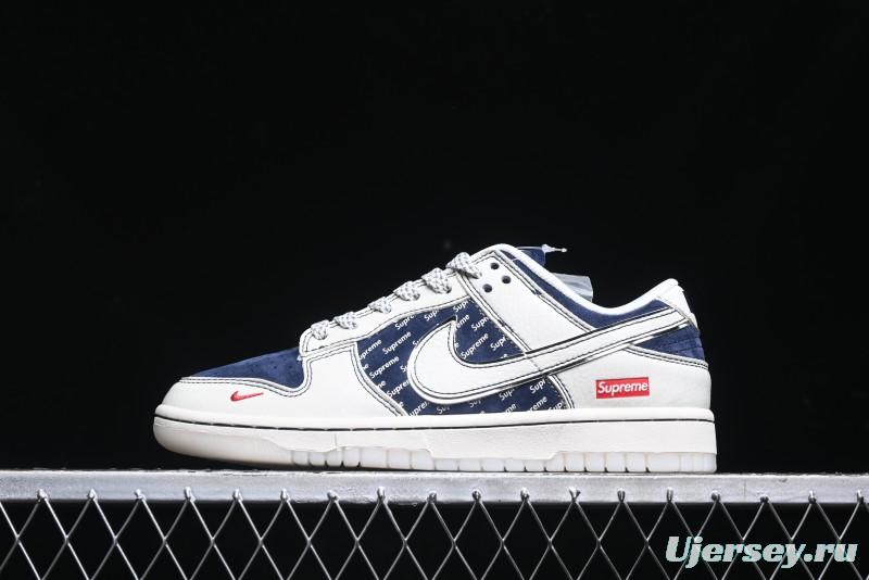 Nike SB Dunk Low Supreme Collaboration - White Blue with Crystal Outsole Anniversary High-End Custom Low-Top Casual Skate Shoes - XS1086-002
