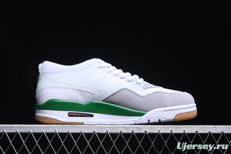 Nike Air Jordan 4 Remastered AJ4 Retro Sneakers in White Green with Gum Sole - FQ7939-103
