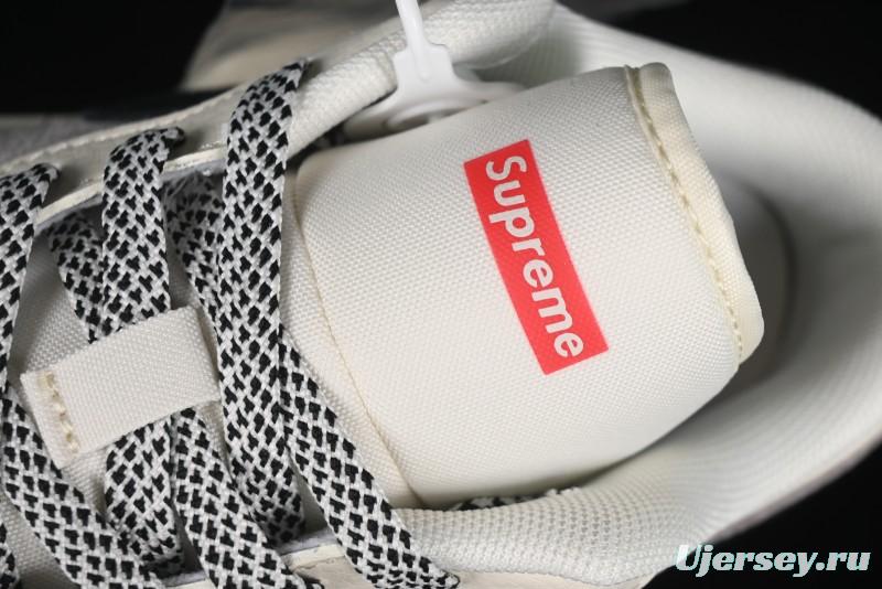 Nike Air Jordan 1 Low Supreme Collaboration - Dual-Tone Black Swoosh Custom Retro Basketball Shoes - SJ9950-043