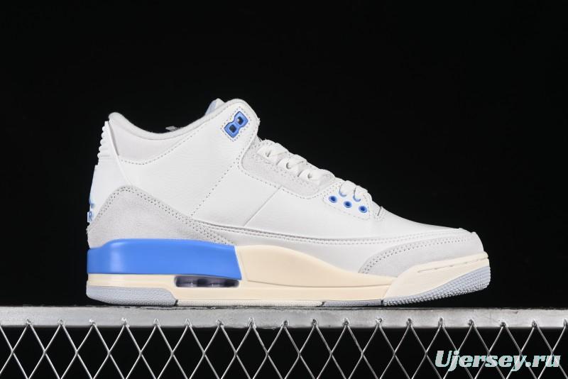 Nike Air Jordan 3 Retro "Lucky Shorts" Basketball Shoes with University Blue and White Colorway - CT8532-101