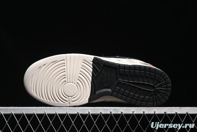 Nike SB Dunk Low Gucci Collaboration - Bumblebee Series Grey Black Hook Anniversary High-End Custom Low-Top Casual Skate Shoes - MM1089-029