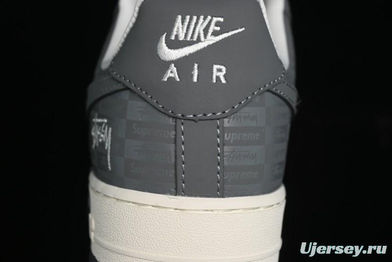 Nike Air Force 1 '07 Low Stussy Collaboration - Light Bone Shadow Low-Top Casual Sneakers - DF0180-008