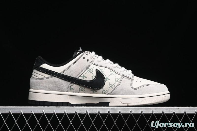 Nike SB Dunk Low Gucci Collaboration - Bumblebee Series Grey Black Hook Anniversary High-End Custom Low-Top Casual Skate Shoes - MM1089-029