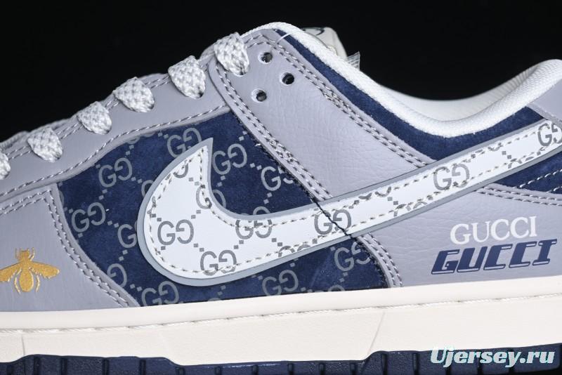 Nike SB Dunk Low Gucci Collaboration - Small Bee Pattern White Swoosh Anniversary High-End Custom Low-Top Casual Sneakers - FC1688-195
