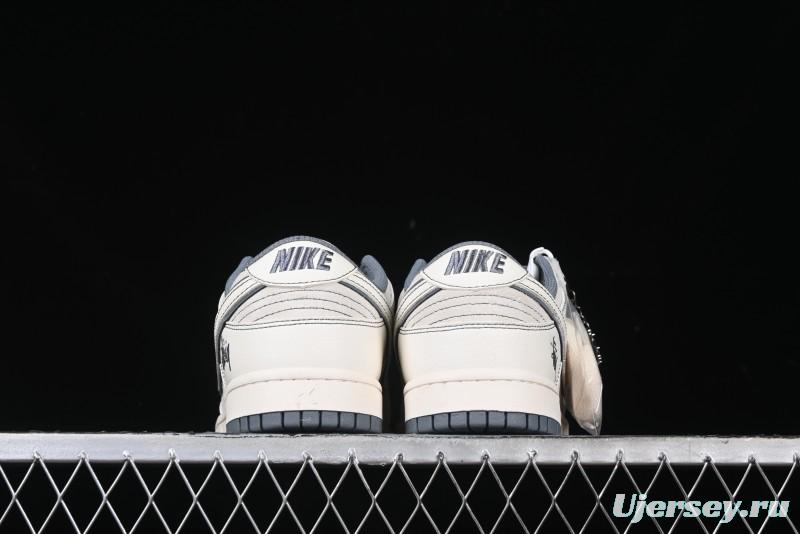 Nike SB Dunk Low Stussy Collaboration - Beige Grey Line Anniversary High-End Custom Low-Top Casual Sneakers - BB7518-007