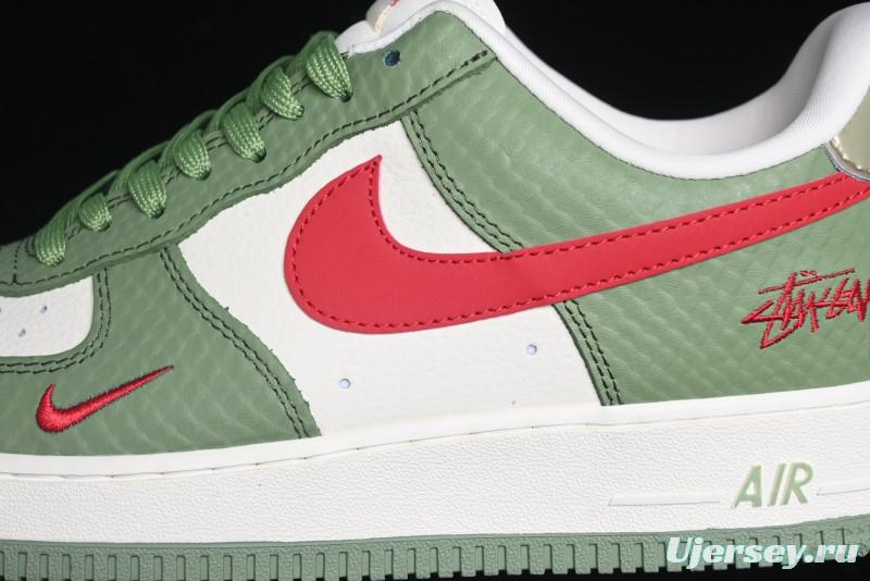 Nike Air Force 1 '07 Low Stussy Collaboration - Snake Green Low-Top Casual Sneakers - KK1988-028