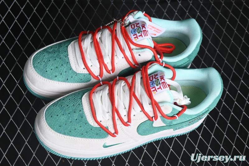Nike Air Force 1 '07 Low Gucci Stone Island Collaboration - Grey Green Pigskin Lace-Up Casual Sneakers - DF0188-010