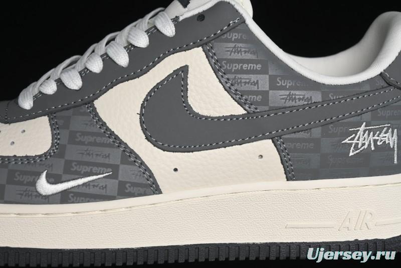 Nike Air Force 1 '07 Low Stussy Collaboration - Light Bone Shadow Low-Top Casual Sneakers - DF0180-008