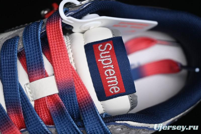 Nike SB Dunk Low Supreme Collaboration - Grey White Dark Blue Swoosh Anniversary High-End Custom Low-Top Casual Skate Shoes - DM6868-005