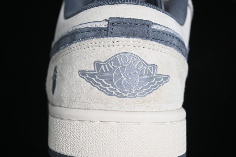 Nike Air Jordan 1 Low AJ1 Bape Collaboration - Custom High-End Retro Basketball Shoes with Light Grey Check - DM9188-008