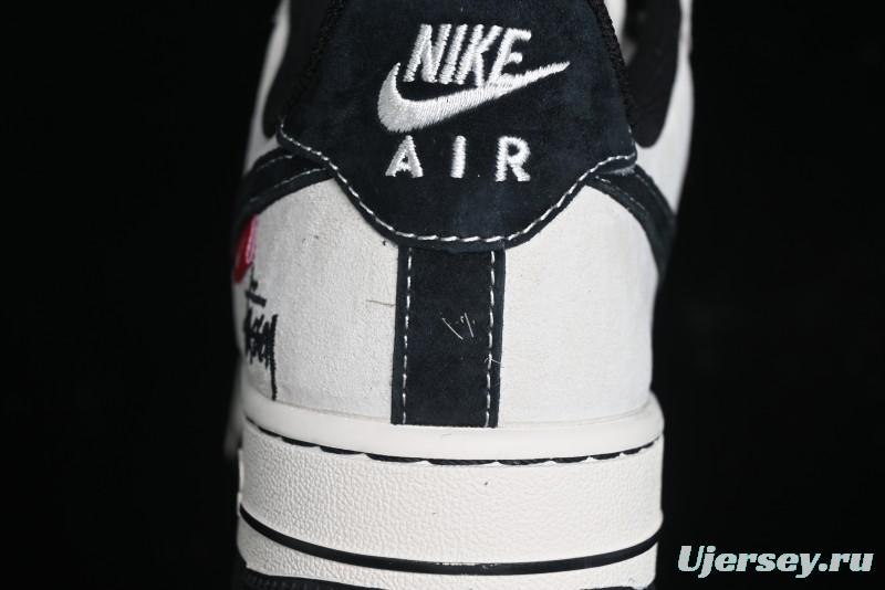 Nike Air Force 1 '07 Low Stussy Collaboration - AF1 Light Grey Red Tag Low-Top Casual Sneakers SJ6698-009