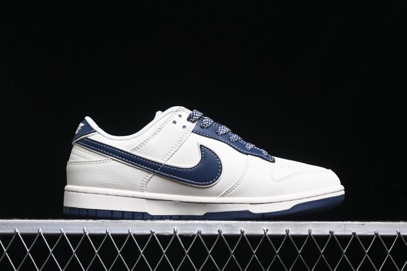 Nike SB Dunk Low Stone Island x Supreme Collaboration - Navy Blue & Off-White Anniversary High-End Custom Low-Top Casual Sneakers - BB9866-007
