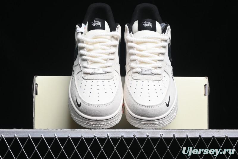 Nike Air Force 1 '07 Low Stussy Collaboration - AF1 Light Grey Red Tag Low-Top Casual Sneakers SJ6698-009