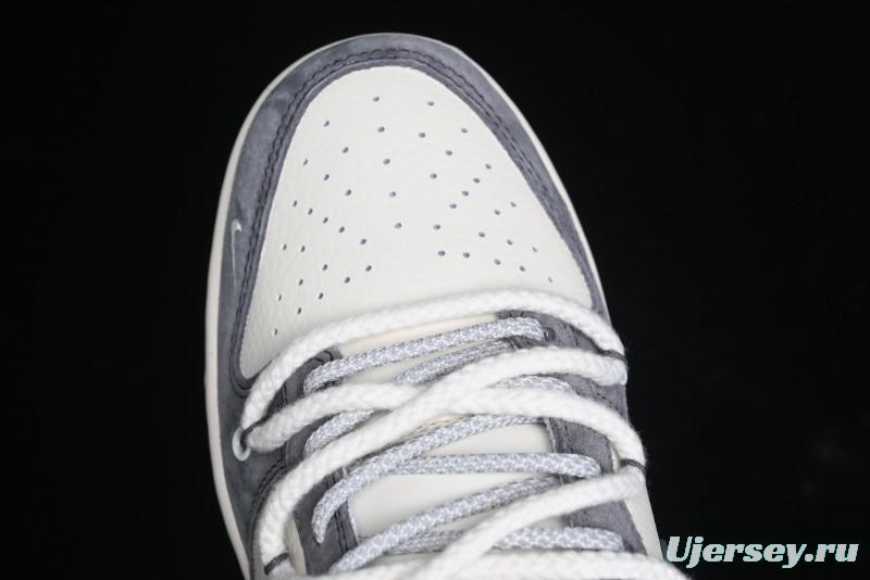 Nike SB Dunk Low Stussy Collaboration - Lace-Up Beige Grey Hook Anniversary High-End Custom Low-Top Casual Skate Shoes - YX5066-206