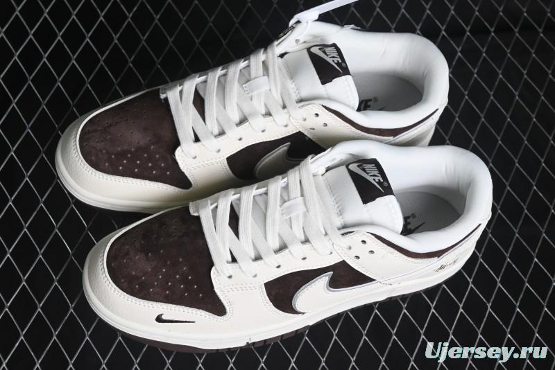 Nike SB Dunk Low Stussy Collaboration - Dark Brown White Swoosh Anniversary Custom Low-Top Casual Sneakers - KK1333-012