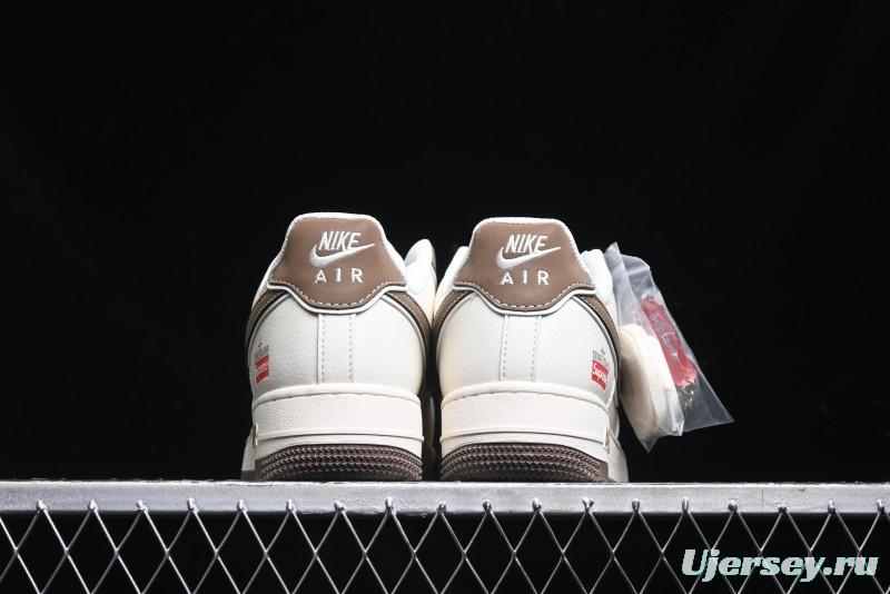 Nike Air Force 1 '07 Low Stone Island x Supreme Collaboration - Beige Brown Swoosh Casual Sneakers - BB1616-306