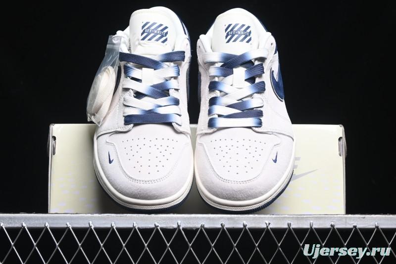 Nike Air Jordan 1 Low OF Collaboration - Premium Custom Retro Basketball Shoes in Blue Grey - DM9188-003