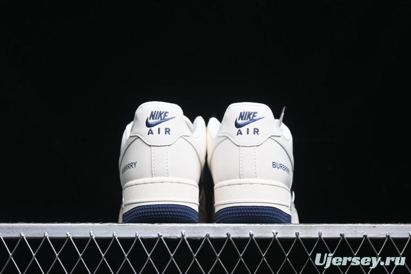 Nike Air Force 1 '07 Low Burberry Collaboration - Off White Navy Blue Patchwork Low Top Casual Sneakers BB8588-222