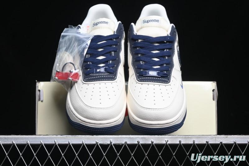 Nike Air Force 1 '07 Low Stone Island x Supreme Collaboration - Navy Blue & Off-White Low-Top Casual Sneakers - BB1616-302