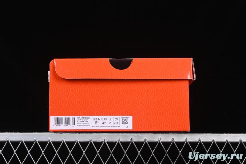 Nike Travis Scott x Fragment Design x Air Jordan 1 Low OG SP AJ1 Retro Sneakers with Reverse Swoosh - XZ6188-056