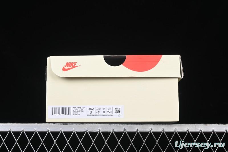 Nike Travis Scott x Fragment Design x Air Jordan 1 Low OG SP AJ1 Retro Sneakers with Reverse Swoosh - SJ0086-138