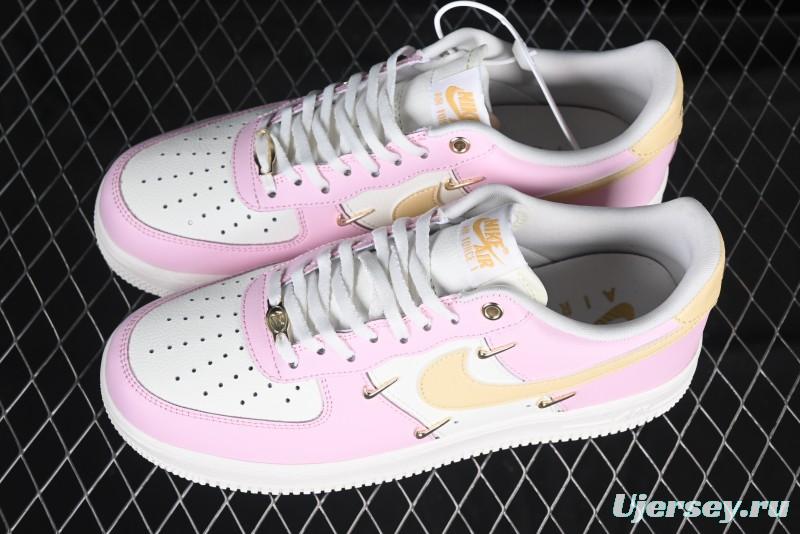 Nike Air Force 1 '07 Low White Pink Swoosh Casual Sneakers - IB2574-600