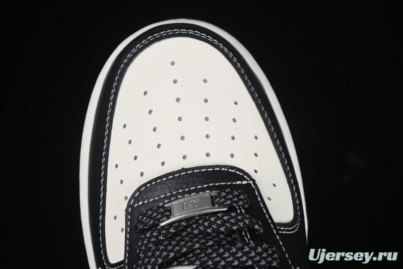 Nike Air Force 1 '07 Low Stussy Collaboration Black Leather Low-Top Casual Sneakers - HH7518-045