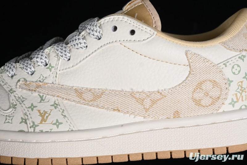 Nike Air Jordan 1 Low OG SP Travis Scott x Fragment Design Retro Sneakers with Reverse Swoosh - SJ2068-006