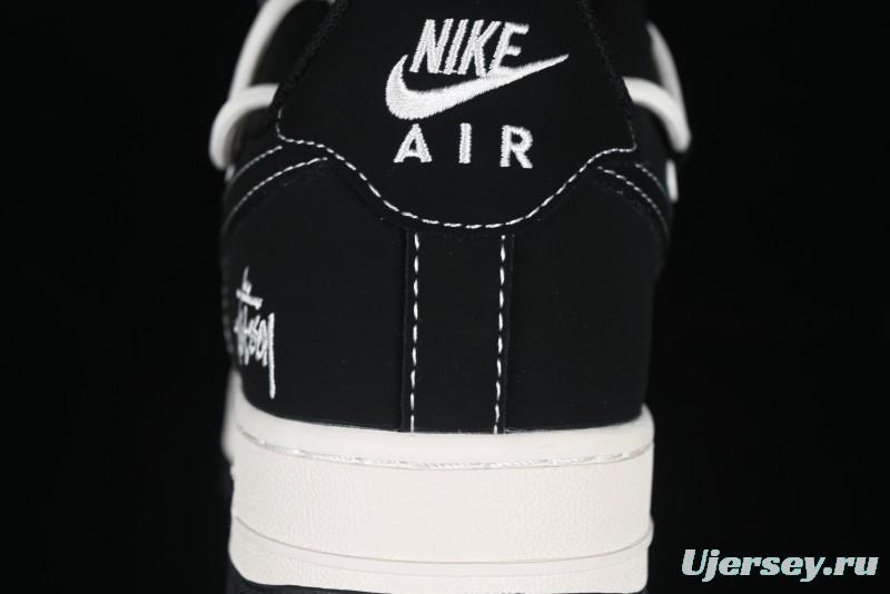 Nike Air Force 1 '07 Low Stussy Collaboration Black White Lace-Up Low-Top Casual Sneakers - SJ1198-108