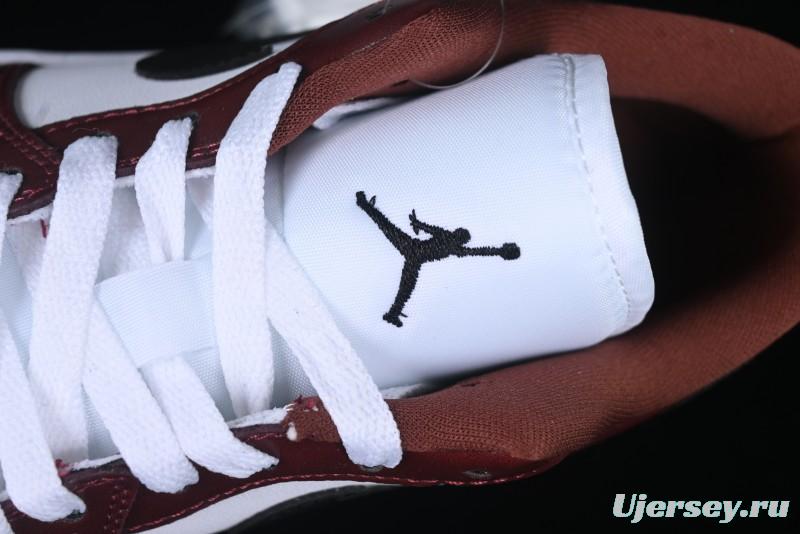 Nike Air Jordan 1 Low AJ1 Retro Lifestyle Sneakers in White and University Red - HF3148-102