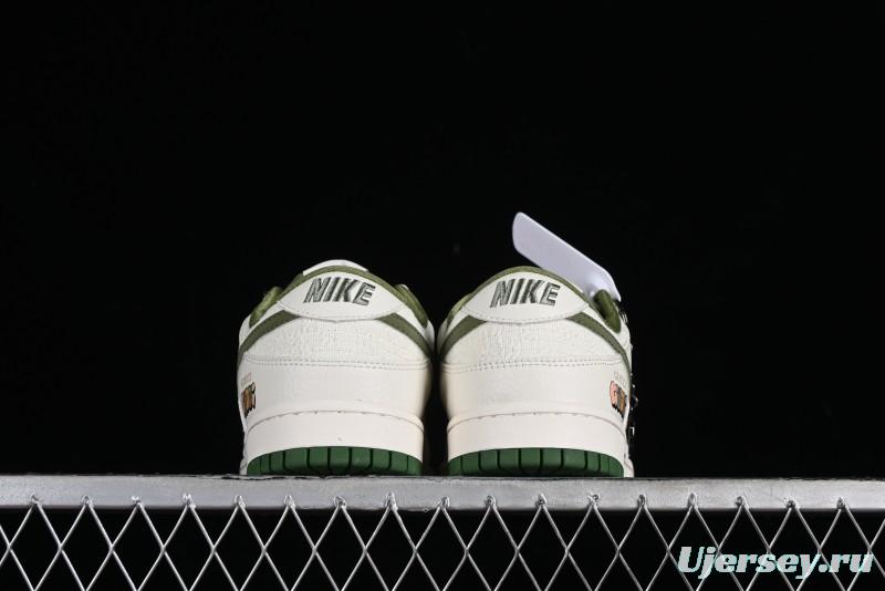 Nike SB Dunk Low Gucci Collaboration - Beige Green Woven Fabric Anniversary High-End Custom Low-Top Casual Skate Shoes - DQ1098-368