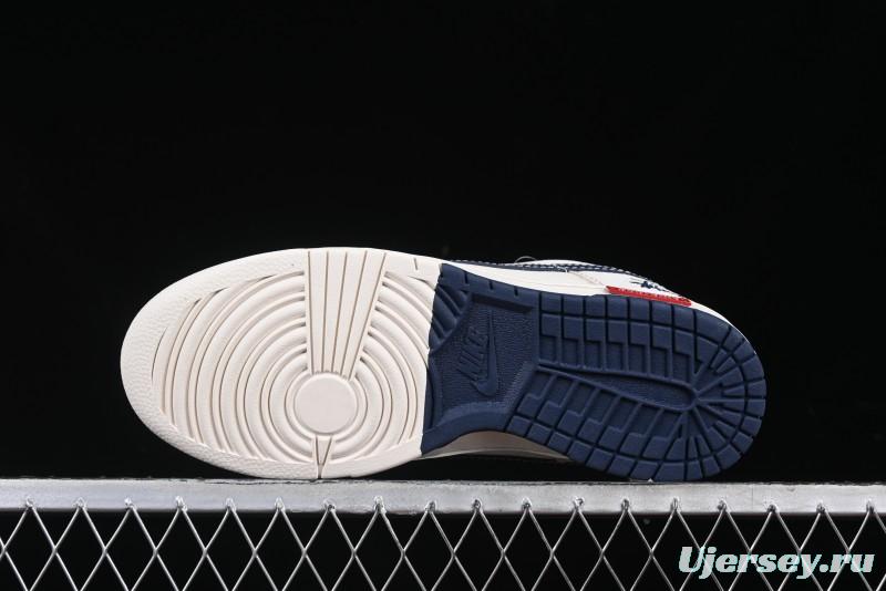 Nike SB Dunk Low Stussy Collaboration Embroidered Navy Swoosh Anniversary Custom Low-Top Casual Sneakers - MM1089-032