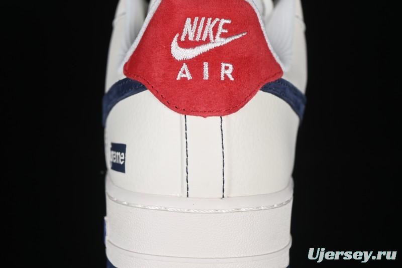 Nike Air Force 1 '07 Low Supreme Collaboration Sneakers with Red Tab and Blue Swoosh - BB7518-021