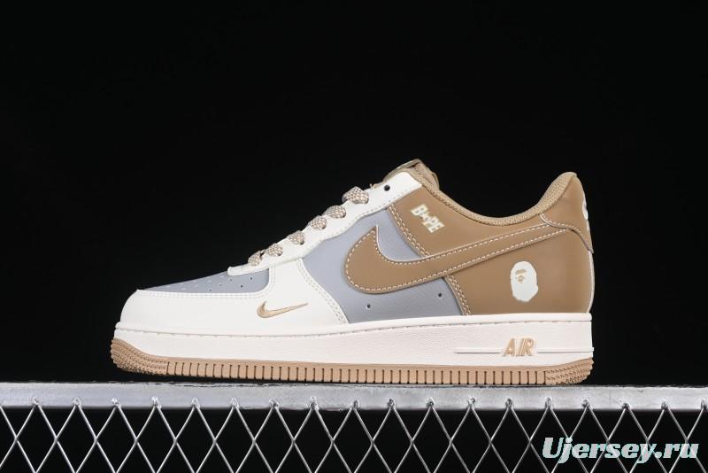 Nike Air Force 1 '07 Low Bape Collaboration Khaki Beige Grey Low-Top Casual Sneakers - BB6566-208