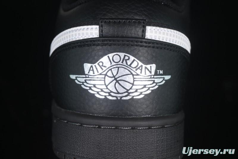 Nike Air Jordan 1 Low AJ1 Basketball Shoes in Black and White Canvas and Leather - HV5968-001