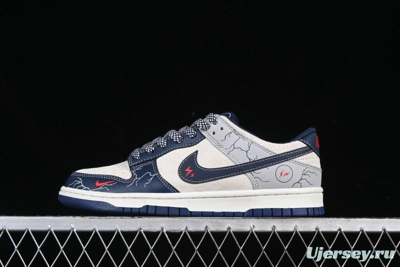 Nike SB Dunk Low Lightning Collaboration Sketch Navy Swoosh Anniversary High-End Custom Low-Top Casual Sneakers - DJ2024-107