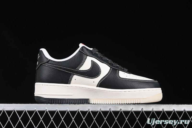 Nike Air Force 1 '07 Low Stussy Supreme Collaboration Dual-Tone Black Red Logo Low-Top Casual Sneakers - HH7518-043