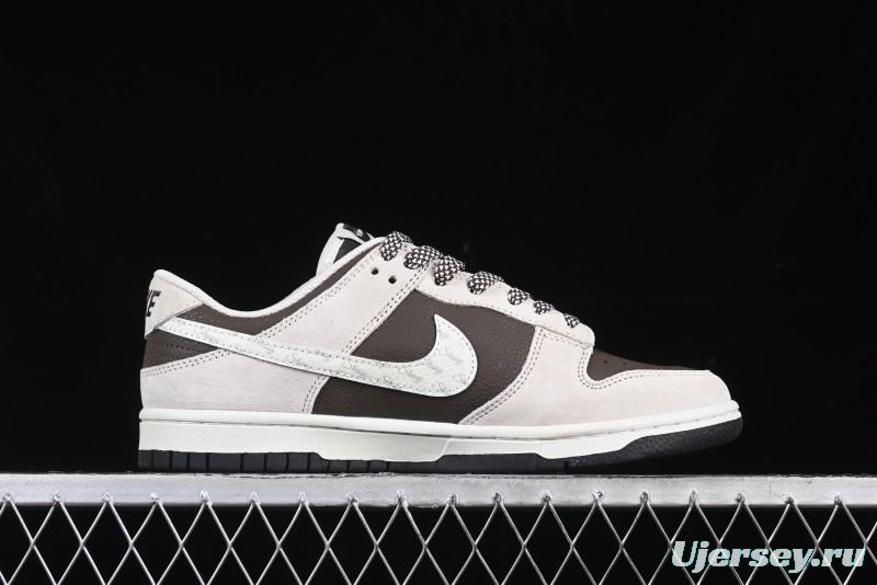 Nike SB Dunk Low Stussy Collaboration Brown Leather Swoosh Anniversary Custom Low-Top Casual Sneakers - DJ2024-062