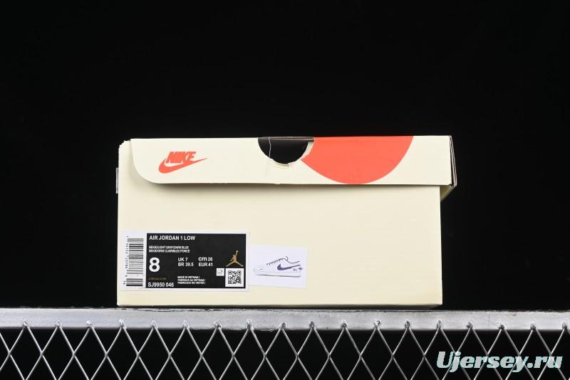 Nike Air Jordan 1 Low Stussy Collaboration - Light Grey Blue Hook Retro Basketball Shoes - SJ9950-046