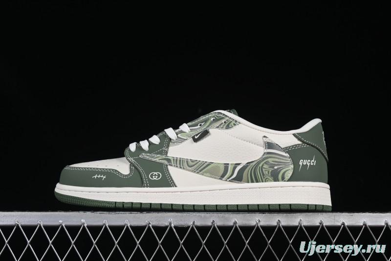 Nike Travis Scott x Fragment Design x Air Jordan 1 Low OG SP AJ1 Retro Sneakers in Wave Green - XS2024-004