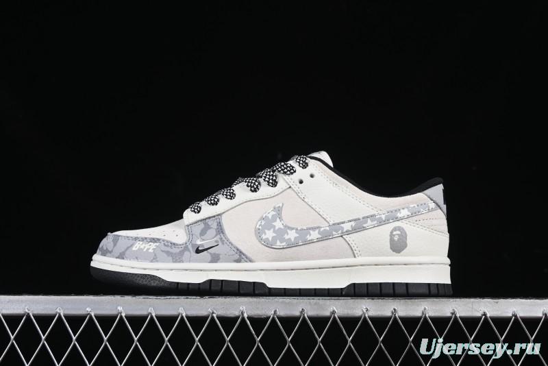 Nike SB Dunk Low BAPE Collaboration Full Print Star Gray Swoosh Anniversary Custom Low-Top Casual Skate Shoes - DJ2024-120