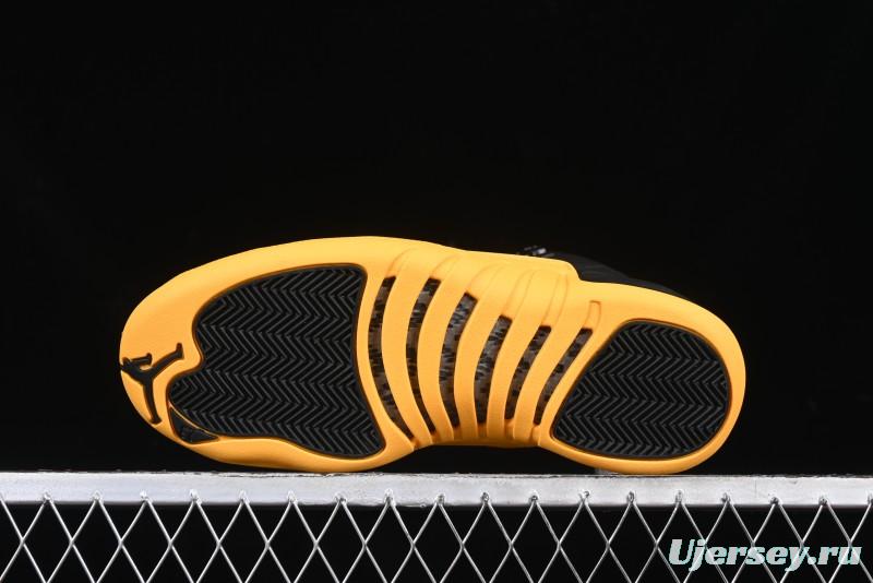 Nike Air Jordan 12 Retro Basketball Shoes in Black and Yellow - 130690-070