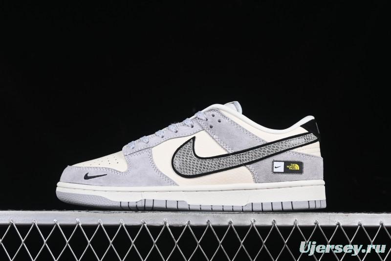 Nike SB Dunk Low The North Face Year of the Snake Grey White Grey Swoosh Anniversary Custom Low-Top Casual Skate Shoes - KK1333-019