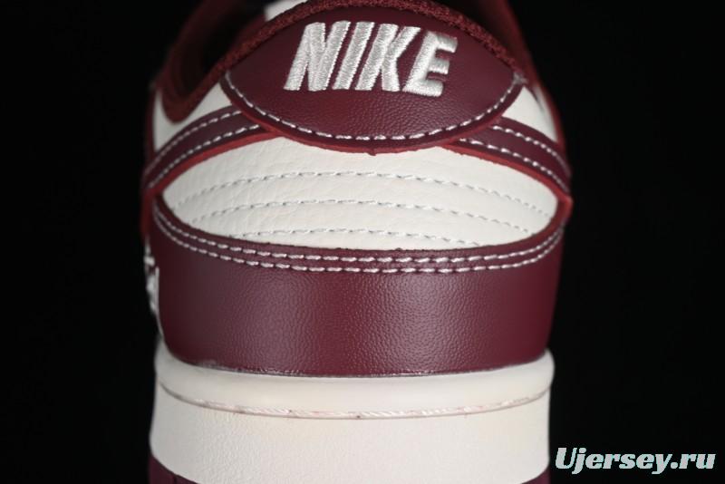 Nike SB Dunk Low Stussy Collaboration - Burgundy Starry Sky Anniversary High-End Custom Low-Top Casual Skate Shoes - BB9898-001