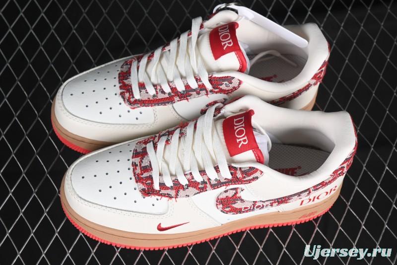 Nike Air Force 1 '07 Low Dior Collaboration Beige Floral Low-Top Casual Sneakers - KK1988-049