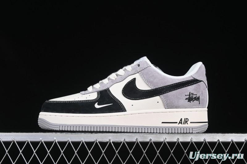 Nike Air Force 1 '07 Low Stussy Collaboration Black Grey Patchwork Low-Top Casual Sneakers - XZ6188-363