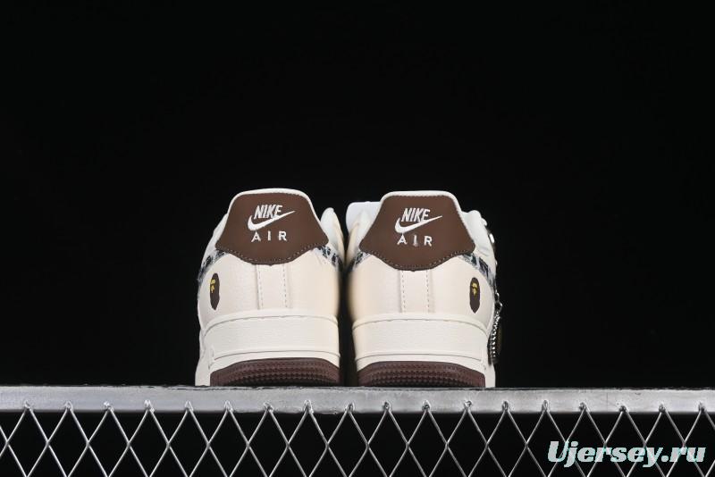 Nike Air Force 1 '07 Low Bape Camouflage Swoosh Beige Casual Sneakers - DF0188-030