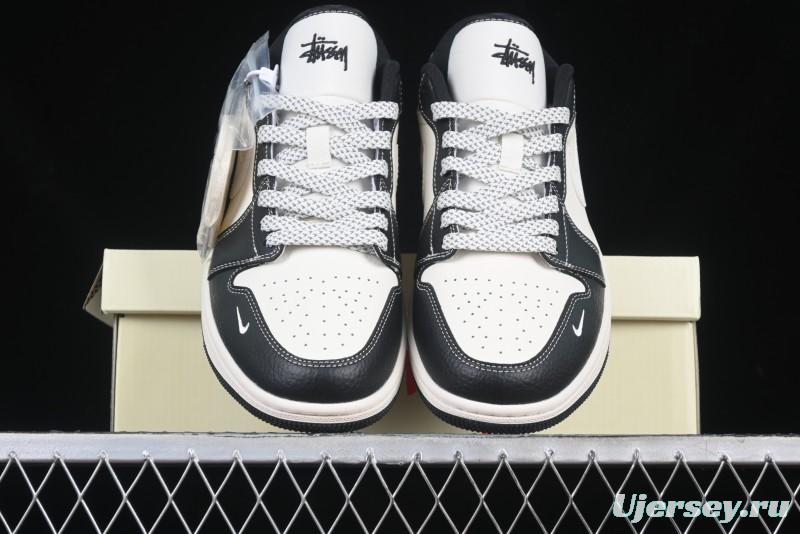 Nike Air Jordan 1 Low AJ1 Stussy White Black Leather Retro Basketball Shoes - XX3318-507