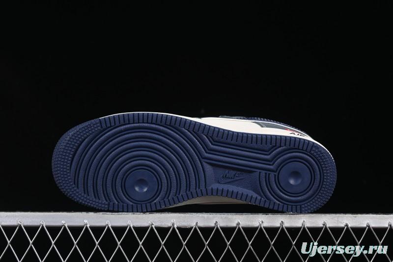 Nike Air Force 1 '07 Low Supreme Casual Sneakers in Grey Blue with Red Swoosh - XZ6188-382