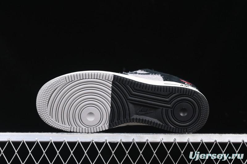 Nike Air Force 1 '07 Low Stussy Collaboration Black Grey Outsole Low-Top Casual Sneakers - SJ6698-017